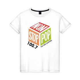 Женская футболка хлопок с принтом Non Stop Pop в Екатеринбурге, 100% хлопок | прямой крой, круглый вырез горловины, длина до линии бедер, слегка спущенное плечо | 