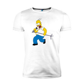 Мужская футболка премиум с принтом Homer Rock в Екатеринбурге, 92% хлопок, 8% лайкра | приталенный силуэт, круглый вырез ворота, длина до линии бедра, короткий рукав | Тематика изображения на принте: homer rock гомер рок simpsons симпсоны