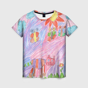 Женская футболка 3D с принтом Детские рисунки в Екатеринбурге, 100% полиэфир ( синтетическое хлопкоподобное полотно) | прямой крой, круглый вырез горловины, длина до линии бедер | dg | габбана | детский | дольче | карандаш | картина | мода | рисунок
