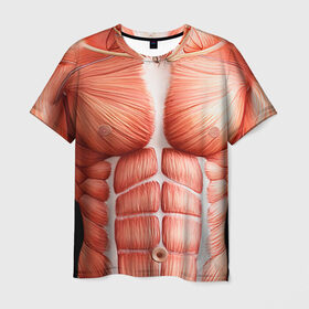 Мужская футболка 3D с принтом Мышцы в Екатеринбурге, 100% полиэфир | прямой крой, круглый вырез горловины, длина до линии бедер | bodybuilding | бодибилдер | бодибилдинг | качалка | качок | мышцы | спорт | тело | тренажер