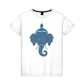 Женская футболка хлопок с принтом Слон в Екатеринбурге, 100% хлопок | прямой крой, круглый вырез горловины, длина до линии бедер, слегка спущенное плечо | индия | слон