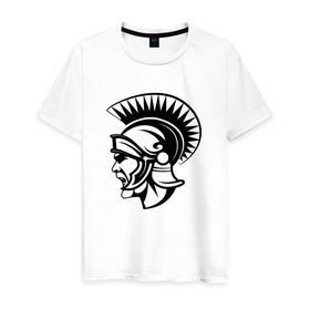 Мужская футболка хлопок с принтом Римский воин в Екатеринбурге, 100% хлопок | прямой крой, круглый вырез горловины, длина до линии бедер, слегка спущенное плечо. | rome | воин | война | история | римский воинрим | солдат | шлем