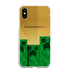 Чехол для iPhone XS Max матовый с принтом Minecraft в Екатеринбурге, Силикон | Область печати: задняя сторона чехла, без боковых панелей | крипер