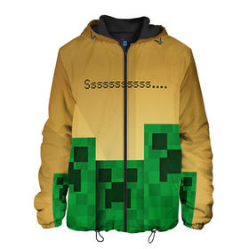 Мужская куртка 3D с принтом Minecraft в Екатеринбурге, ткань верха — 100% полиэстер, подклад — флис | прямой крой, подол и капюшон оформлены резинкой с фиксаторами, два кармана без застежек по бокам, один большой потайной карман на груди. Карман на груди застегивается на липучку | крипер