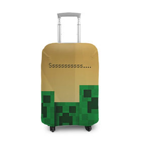 Чехол для чемодана 3D с принтом Minecraft в Екатеринбурге, 86% полиэфир, 14% спандекс | двустороннее нанесение принта, прорези для ручек и колес | крипер