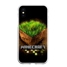 Чехол для iPhone XS Max матовый с принтом Minecraft в Екатеринбурге, Силикон | Область печати: задняя сторона чехла, без боковых панелей | крипер