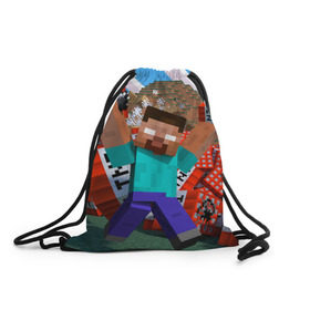 Рюкзак-мешок 3D с принтом Minecraft в Екатеринбурге, 100% полиэстер | плотность ткани — 200 г/м2, размер — 35 х 45 см; лямки — толстые шнурки, застежка на шнуровке, без карманов и подкладки | крипер