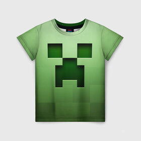Детская футболка 3D с принтом Minecraft в Екатеринбурге, 100% гипоаллергенный полиэфир | прямой крой, круглый вырез горловины, длина до линии бедер, чуть спущенное плечо, ткань немного тянется | Тематика изображения на принте: крипер