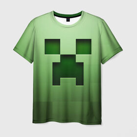 Мужская футболка 3D с принтом Minecraft в Екатеринбурге, 100% полиэфир | прямой крой, круглый вырез горловины, длина до линии бедер | крипер