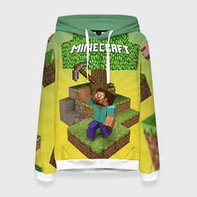 Женская толстовка 3D с принтом Minecraft в Екатеринбурге, 100% полиэстер  | двухслойный капюшон со шнурком для регулировки, мягкие манжеты на рукавах и по низу толстовки, спереди карман-кенгуру с мягким внутренним слоем. | крипер