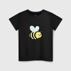 Детская футболка хлопок с принтом Пчёлка в Екатеринбурге, 100% хлопок | круглый вырез горловины, полуприлегающий силуэт, длина до линии бедер | Тематика изображения на принте: cute | добрая пчёлка :)пчела | животные | мёд | милая | мило | насекомые | пчёлка