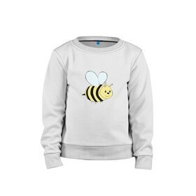 Детский свитшот хлопок с принтом Пчёлка в Екатеринбурге, 100% хлопок | круглый вырез горловины, эластичные манжеты, пояс и воротник | Тематика изображения на принте: cute | добрая пчёлка :)пчела | животные | мёд | милая | мило | насекомые | пчёлка