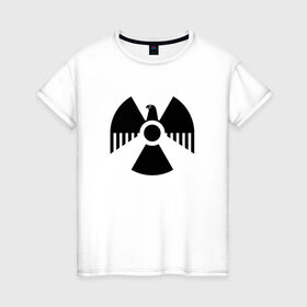 Женская футболка хлопок с принтом Радиоактивность в Екатеринбурге, 100% хлопок | прямой крой, круглый вырез горловины, длина до линии бедер, слегка спущенное плечо | знак | опасность | радиация