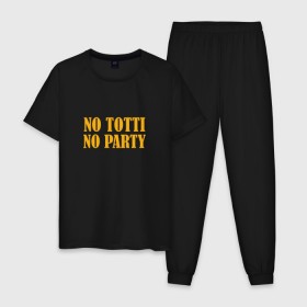 Мужская пижама хлопок с принтом No Totti, No party в Екатеринбурге, 100% хлопок | брюки и футболка прямого кроя, без карманов, на брюках мягкая резинка на поясе и по низу штанин
 | franchesco | roma | totti | рома | тотти