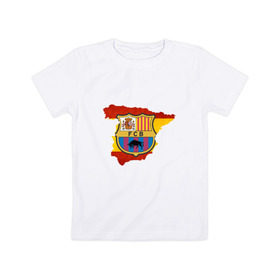 Детская футболка хлопок с принтом Барселона в Екатеринбурге, 100% хлопок | круглый вырез горловины, полуприлегающий силуэт, длина до линии бедер | 