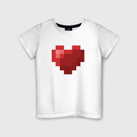 Детская футболка хлопок с принтом Heart в Екатеринбурге, 100% хлопок | круглый вырез горловины, полуприлегающий силуэт, длина до линии бедер | Тематика изображения на принте: healthy | minecraft | любовь | майнкрафт