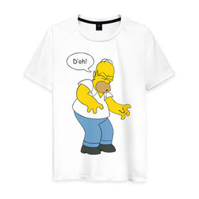 Мужская футболка хлопок с принтом DO`H в Екатеринбурге, 100% хлопок | прямой крой, круглый вырез горловины, длина до линии бедер, слегка спущенное плечо. | doh simpsons homer гомер симпсон черт