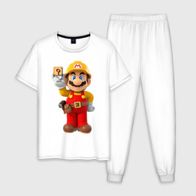 Мужская пижама хлопок с принтом Super Mario в Екатеринбурге, 100% хлопок | брюки и футболка прямого кроя, без карманов, на брюках мягкая резинка на поясе и по низу штанин
 | nintendo | марио | нинтендо