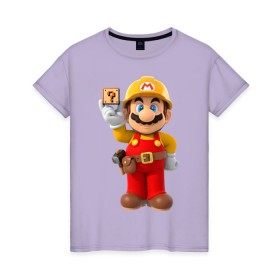 Женская футболка хлопок с принтом Super Mario в Екатеринбурге, 100% хлопок | прямой крой, круглый вырез горловины, длина до линии бедер, слегка спущенное плечо | nintendo | марио | нинтендо
