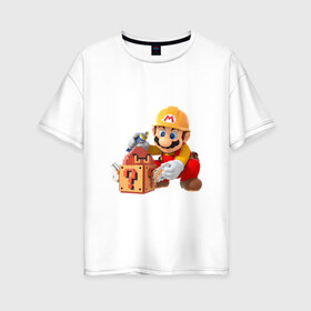 Женская футболка хлопок Oversize с принтом Super Mario в Екатеринбурге, 100% хлопок | свободный крой, круглый ворот, спущенный рукав, длина до линии бедер
 | nintendo | марио | нинтендо