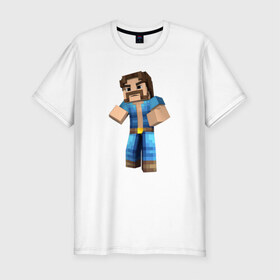 Мужская футболка премиум с принтом Чак Норрис (Minecraft) в Екатеринбурге, 92% хлопок, 8% лайкра | приталенный силуэт, круглый вырез ворота, длина до линии бедра, короткий рукав | Тематика изображения на принте: norris | майнкрафт