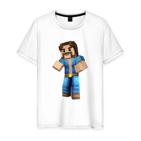 Мужская футболка хлопок с принтом Чак Норрис (Minecraft) в Екатеринбурге, 100% хлопок | прямой крой, круглый вырез горловины, длина до линии бедер, слегка спущенное плечо. | Тематика изображения на принте: norris | майнкрафт