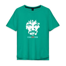 Мужская футболка хлопок Oversize с принтом Мэни Пакьяо в Екатеринбурге, 100% хлопок | свободный крой, круглый ворот, “спинка” длиннее передней части | manny | pacquiao | бокс | мэни | мэнни | пакьяо