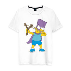 Мужская футболка хлопок с принтом Бартмен в Екатеринбурге, 100% хлопок | прямой крой, круглый вырез горловины, длина до линии бедер, слегка спущенное плечо. | бартмен симпсоны simpsons bart