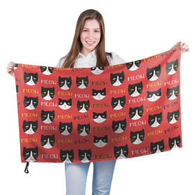 Флаг 3D с принтом Meow в Екатеринбурге, 100% полиэстер | плотность ткани — 95 г/м2, размер — 67 х 109 см. Принт наносится с одной стороны | cat | hipster | meow | style | кот | котики | кошка | хипстер | хипстеры