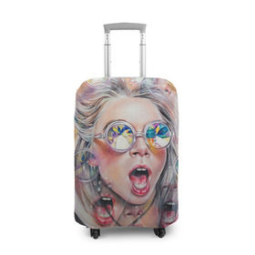 Чехол для чемодана 3D с принтом Девушка в Екатеринбурге, 86% полиэфир, 14% спандекс | двустороннее нанесение принта, прорези для ручек и колес | girl | hipster | style | девушка | искусство | очки | хипстер | хипстеры