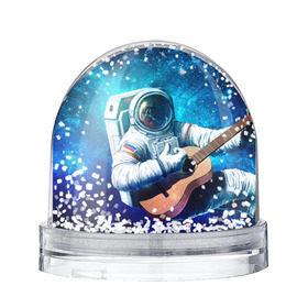 Снежный шар с принтом Космонавт с гитарой в Екатеринбурге, Пластик | Изображение внутри шара печатается на глянцевой фотобумаге с двух сторон | гитара
