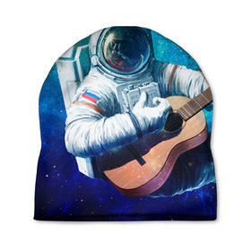 Шапка 3D с принтом Космонавт с гитарой в Екатеринбурге, 100% полиэстер | универсальный размер, печать по всей поверхности изделия | гитара
