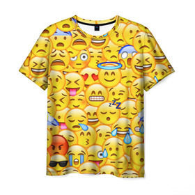 Мужская футболка 3D с принтом Emoji в Екатеринбурге, 100% полиэфир | прямой крой, круглый вырез горловины, длина до линии бедер | emoji | смайлы | эмоджи
