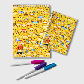 Блокнот с принтом Emoji в Екатеринбурге, 100% бумага | 48 листов, плотность листов — 60 г/м2, плотность картонной обложки — 250 г/м2. Листы скреплены удобной пружинной спиралью. Цвет линий — светло-серый
 | emoji | смайлы | эмоджи
