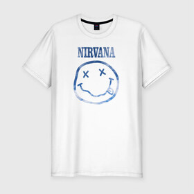 Мужская футболка премиум с принтом Nirvana sky в Екатеринбурге, 92% хлопок, 8% лайкра | приталенный силуэт, круглый вырез ворота, длина до линии бедра, короткий рукав | cobain | kurt | nirvana | кобейн | курт | нирвана