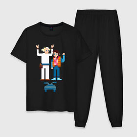 Мужская пижама хлопок с принтом Назад в будущее в Екатеринбурге, 100% хлопок | брюки и футболка прямого кроя, без карманов, на брюках мягкая резинка на поясе и по низу штанин
 | Тематика изображения на принте: 
