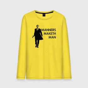 Мужской лонгслив хлопок с принтом Manners Maketh Man в Екатеринбурге, 100% хлопок |  | manners maketh man kingsman кингсман