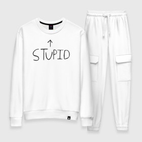 Женский костюм хлопок с принтом Green Day Stupid Baseball Tee в Екатеринбурге, 100% хлопок | на свитшоте круглая горловина, мягкая резинка по низу. Брюки заужены к низу, на них два вида карманов: два 