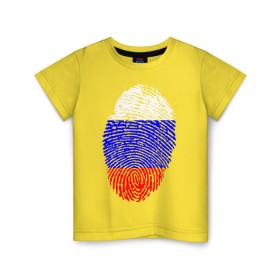 Детская футболка хлопок с принтом Отпечаток Россия в Екатеринбурге, 100% хлопок | круглый вырез горловины, полуприлегающий силуэт, длина до линии бедер | лайк | отпечаток пальца | палец | россия | рука | триколор | флаг