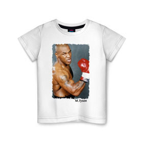 Детская футболка хлопок с принтом Майк Тайсон (Mike Tyson) в Екатеринбурге, 100% хлопок | круглый вырез горловины, полуприлегающий силуэт, длина до линии бедер | майк тайсон