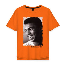 Мужская футболка хлопок Oversize с принтом Мухаммед Али (Muhammad Ali) в Екатеринбурге, 100% хлопок | свободный крой, круглый ворот, “спинка” длиннее передней части | мухаммед али
