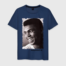 Мужская футболка хлопок с принтом Мухаммед Али (Muhammad Ali) в Екатеринбурге, 100% хлопок | прямой крой, круглый вырез горловины, длина до линии бедер, слегка спущенное плечо. | мухаммед али
