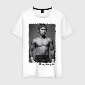 Мужская футболка хлопок с принтом Мэнни Пакиао (Manny Pacquiao) в Екатеринбурге, 100% хлопок | прямой крой, круглый вырез горловины, длина до линии бедер, слегка спущенное плечо. | manny pacquiao | бокс | мэнни пакиао | чемпион