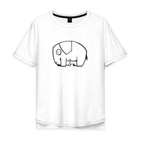 Мужская футболка хлопок Oversize с принтом самодостаточный слоник в Екатеринбурге, 100% хлопок | свободный крой, круглый ворот, “спинка” длиннее передней части | слон