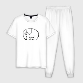 Мужская пижама хлопок с принтом самодостаточный слоник в Екатеринбурге, 100% хлопок | брюки и футболка прямого кроя, без карманов, на брюках мягкая резинка на поясе и по низу штанин
 | слон