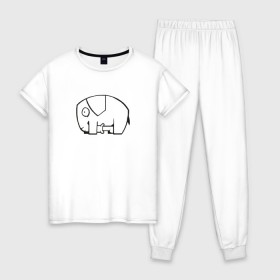 Женская пижама хлопок с принтом самодостаточный слоник в Екатеринбурге, 100% хлопок | брюки и футболка прямого кроя, без карманов, на брюках мягкая резинка на поясе и по низу штанин | слон