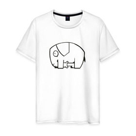 Мужская футболка хлопок с принтом самодостаточный слоник в Екатеринбурге, 100% хлопок | прямой крой, круглый вырез горловины, длина до линии бедер, слегка спущенное плечо. | слон