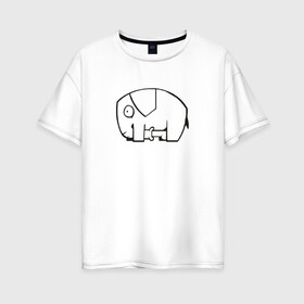Женская футболка хлопок Oversize с принтом самодостаточный слоник в Екатеринбурге, 100% хлопок | свободный крой, круглый ворот, спущенный рукав, длина до линии бедер
 | слон
