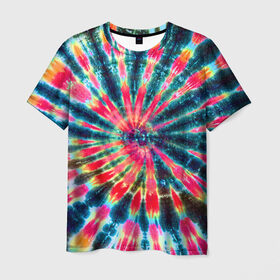 Мужская футболка 3D с принтом Tie dye в Екатеринбурге, 100% полиэфир | прямой крой, круглый вырез горловины, длина до линии бедер | tie dye