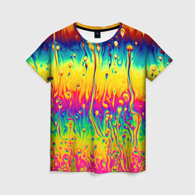 Женская футболка 3D с принтом Tie dye в Екатеринбурге, 100% полиэфир ( синтетическое хлопкоподобное полотно) | прямой крой, круглый вырез горловины, длина до линии бедер | tie dye